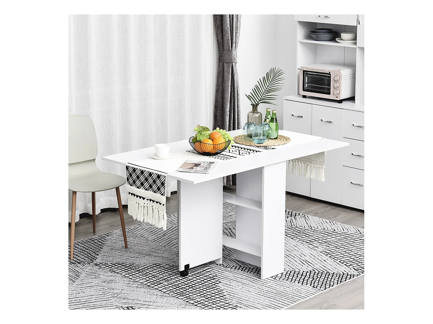 HOMCOM Table de cuisine salle a manger pliable amovible tres pratique en panneaux de particules