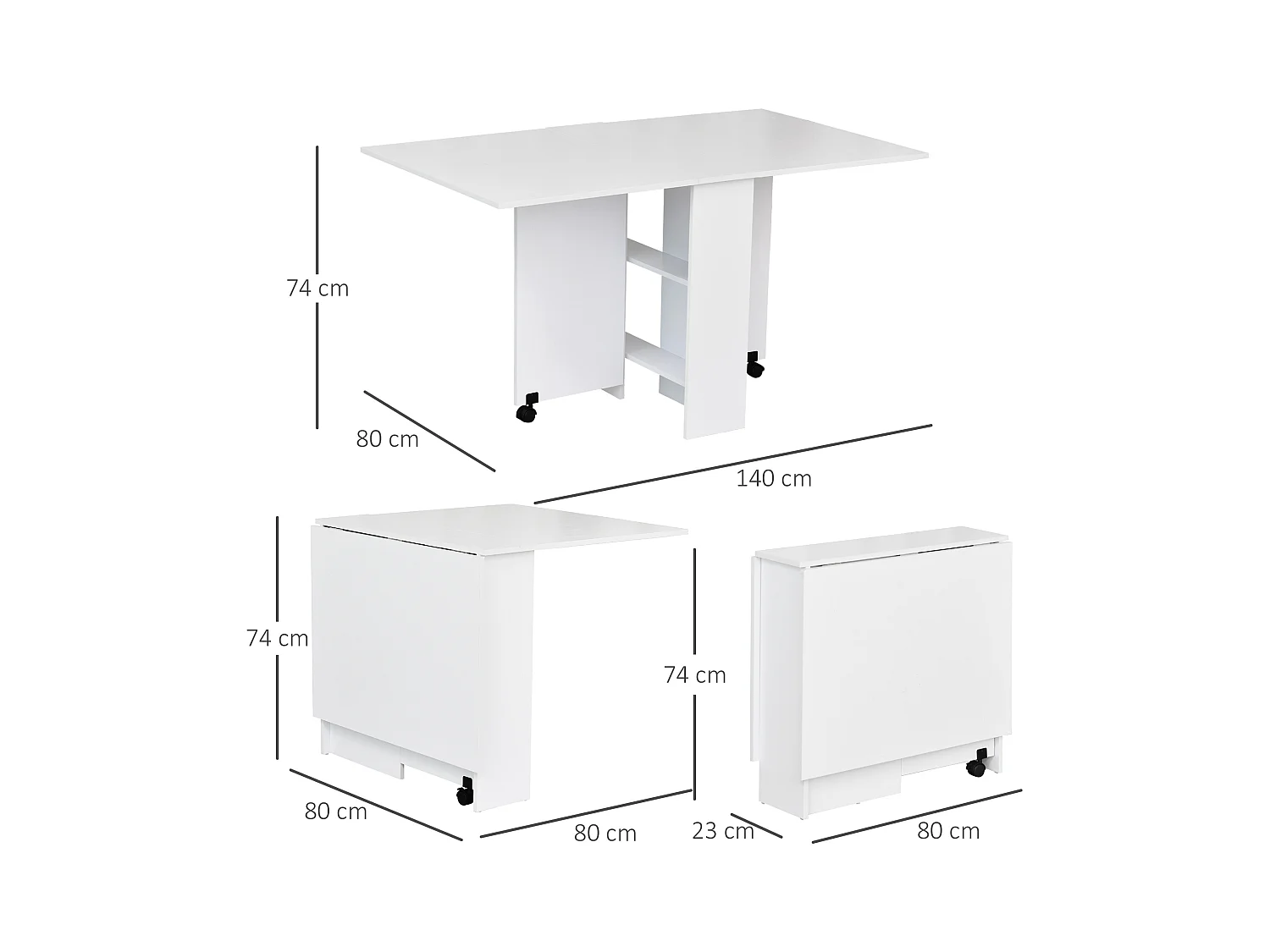 HOMCOM Table de cuisine salle a manger pliable amovible tres pratique en panneaux de particules