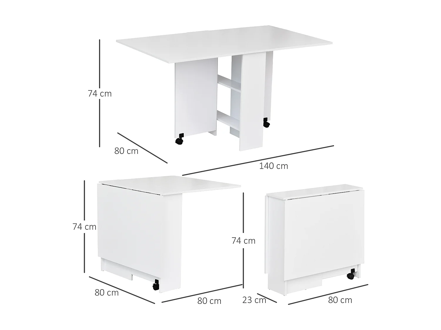 HOMCOM Table de cuisine salle a manger pliable amovible tres pratique en panneaux de particules