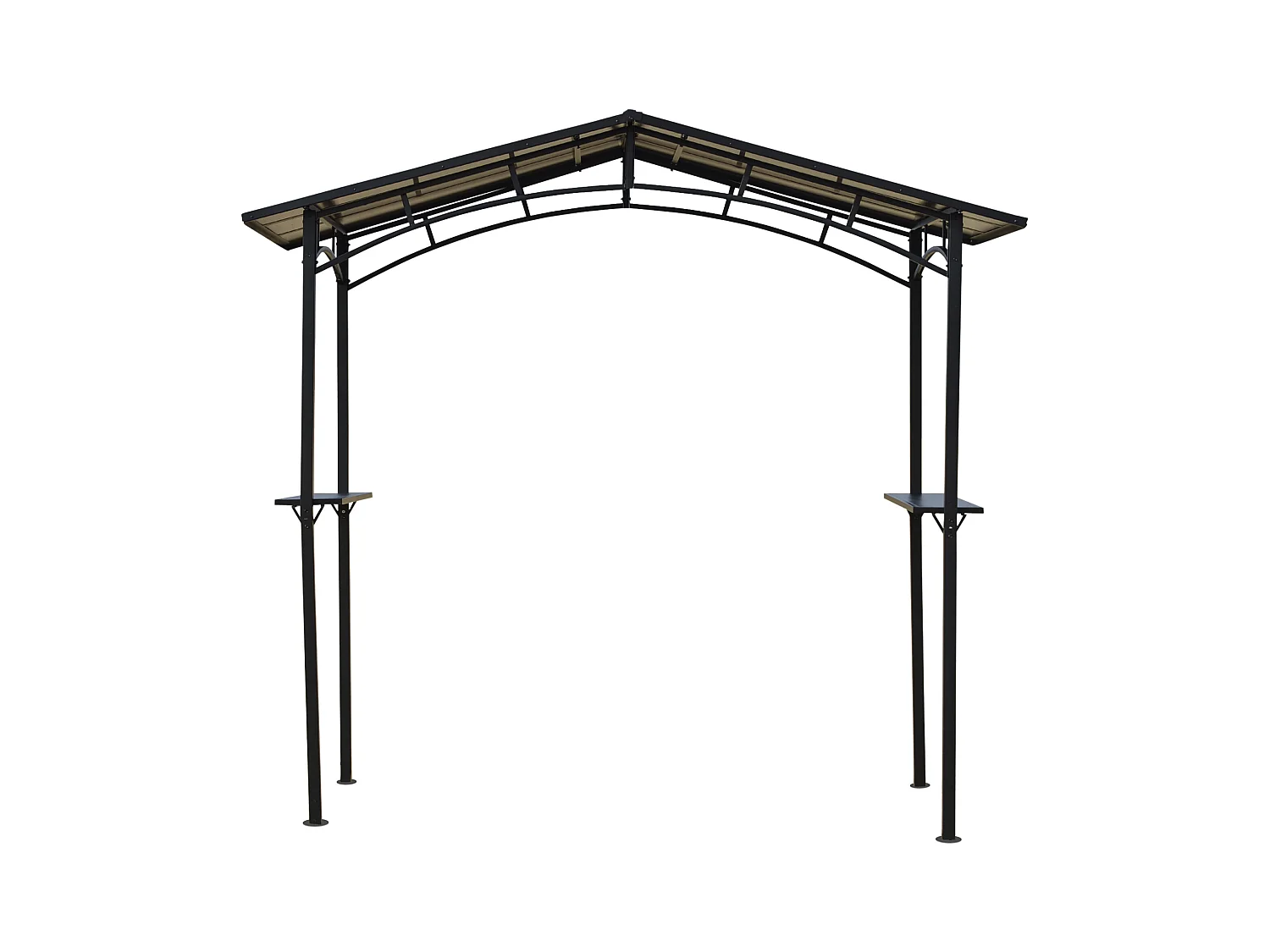 Pavillon jardin - abri barbecue - steakhouse 2 étagères - toit de barbecue - dim. 2,46L x 1,49l x 2,30H m - alu. métal noir toit polycarbonate