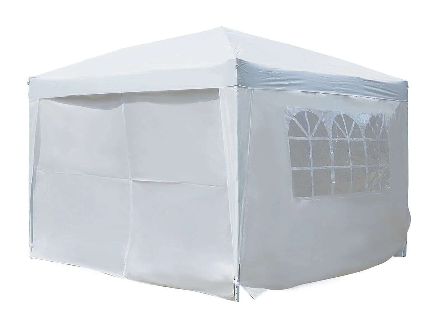 Tonnelle barnum tente de réception pliante 3 x 3 x 2,55 m avec fenêtres + sac de transport blanc