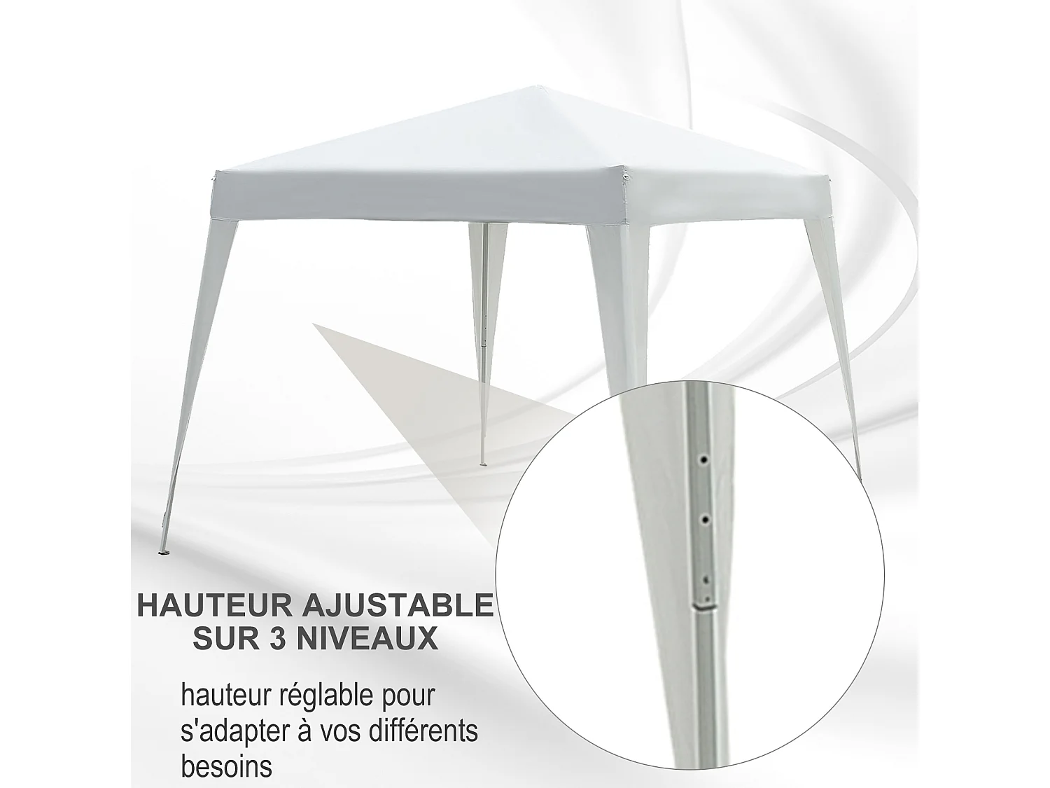 Tonnelle barnum de jardin pop-up pliant 2,4L x 2,4l x 2,5H m acier polyester imperméabilisé anti UV avec sac de transport blanc