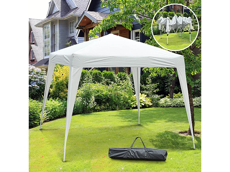 Tonnelle barnum de jardin pop-up pliant 2,4L x 2,4l x 2,5H m acier polyester imperméabilisé anti UV avec sac de transport blanc