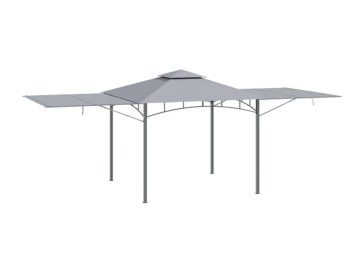 Tonnelle pavillon de jardin 3x3 m avec double toit pour ventilation auvents réglables structure en métal tissu polyester gris