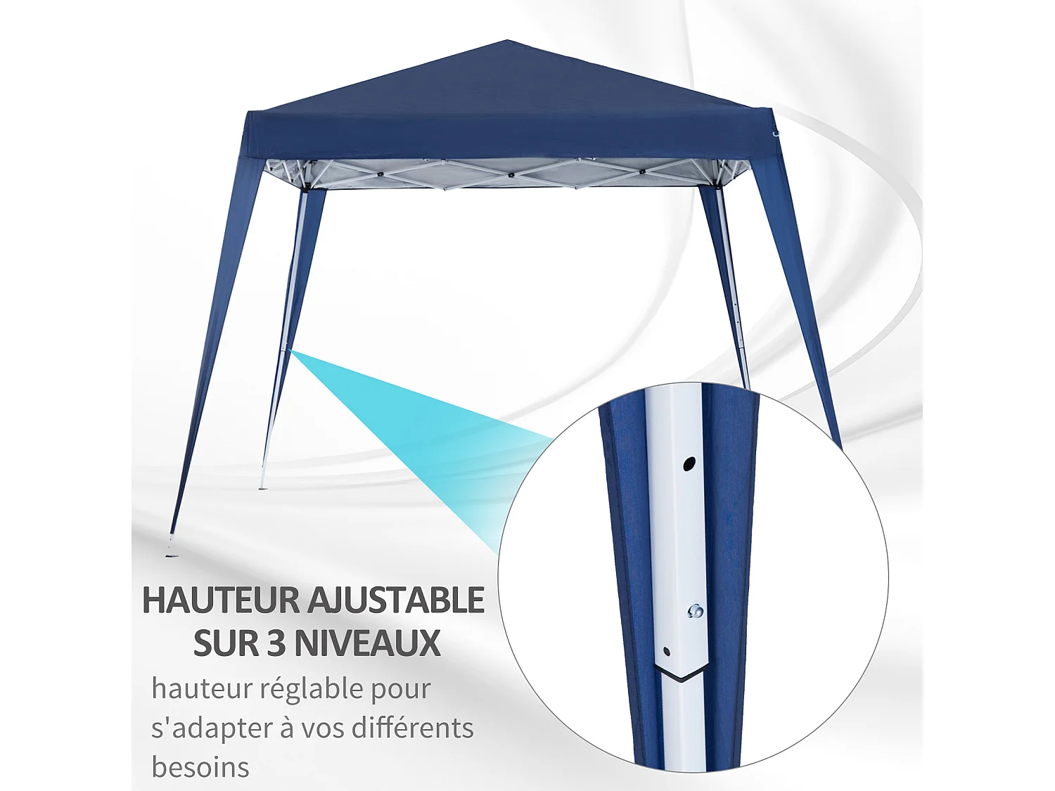 Tonnelle barnum de jardin pop-up pliant 2,4L x 2,4l x 2,5H m acier polyester imperméabilisé anti UV avec sac de transport bleu