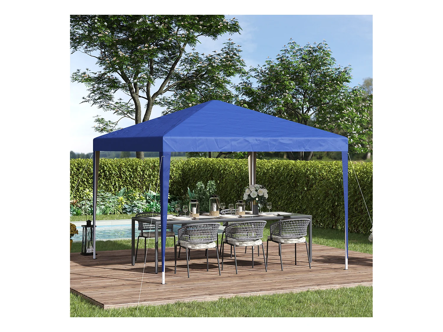 Tonnelle barnum de jardin pliant anti-UV + sac de transport acier Oxford 3 x 3 x 2,55 m bleu