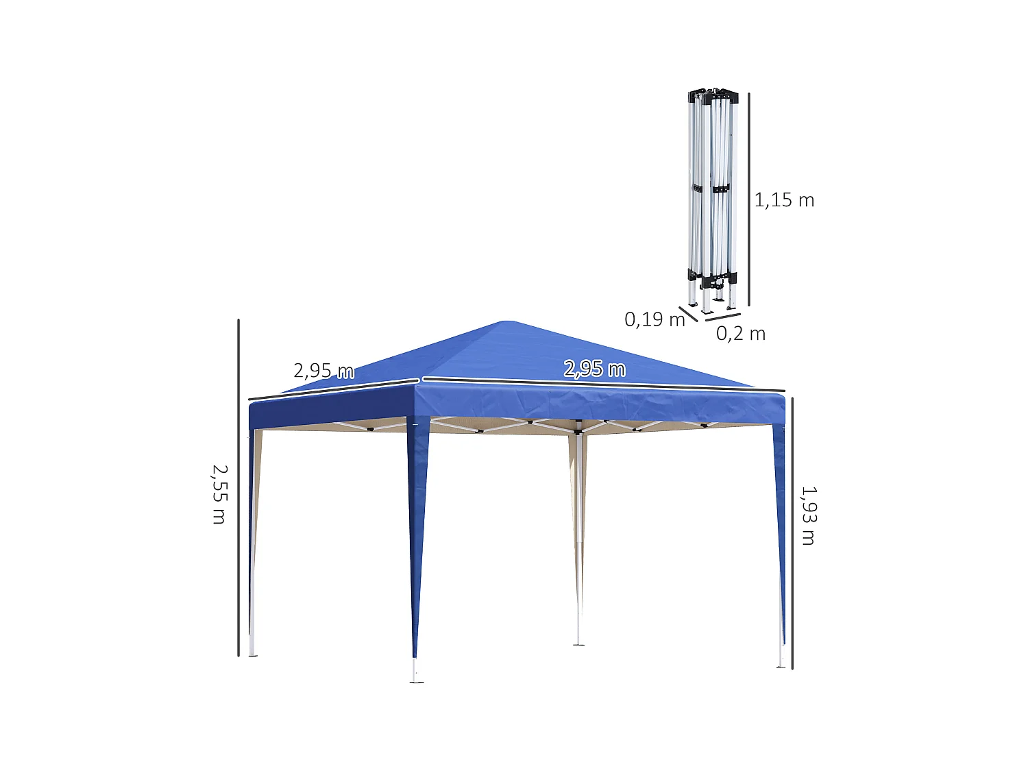 Tonnelle barnum de jardin pliant anti-UV + sac de transport acier Oxford 3 x 3 x 2,55 m bleu