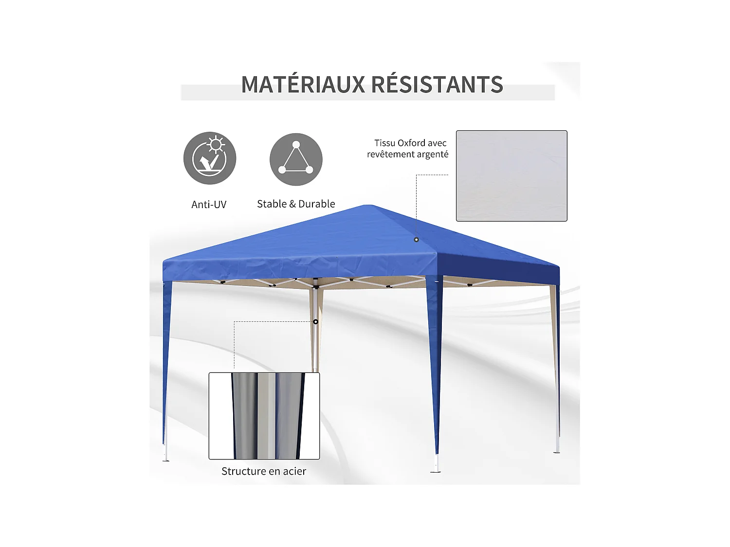 Tonnelle barnum de jardin pliant anti-UV + sac de transport acier Oxford 3 x 3 x 2,55 m bleu