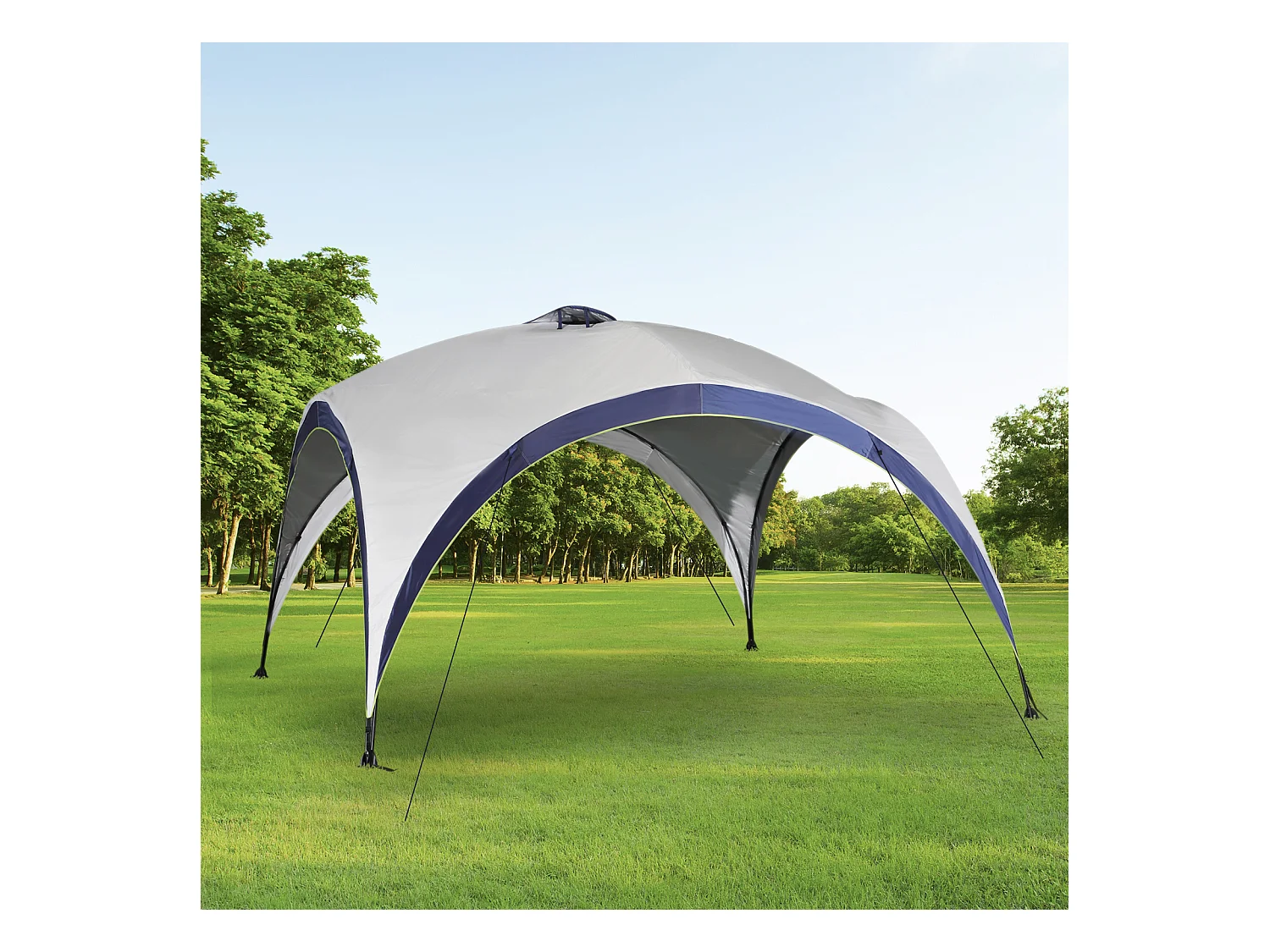 Tonnelle barnum contemporain en dôme dim. 4L x 4l x 2,5H m métal époxy polyester haute densité 190T gris