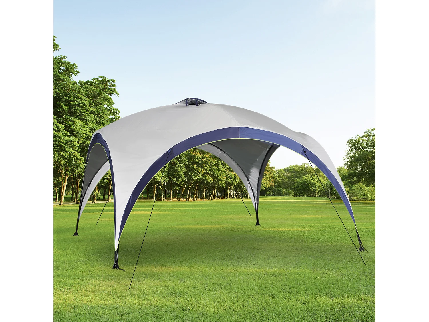 Tonnelle barnum contemporain en dôme dim. 4L x 4l x 2,5H m métal époxy polyester haute densité 190T gris
