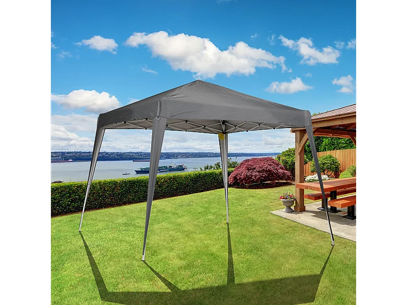 Tonnelle barnum de jardin pop-up pliant 2,4L x 2,4l x 2,5H m acier polyester imperméabilisé anti UV avec sac de transport gris
