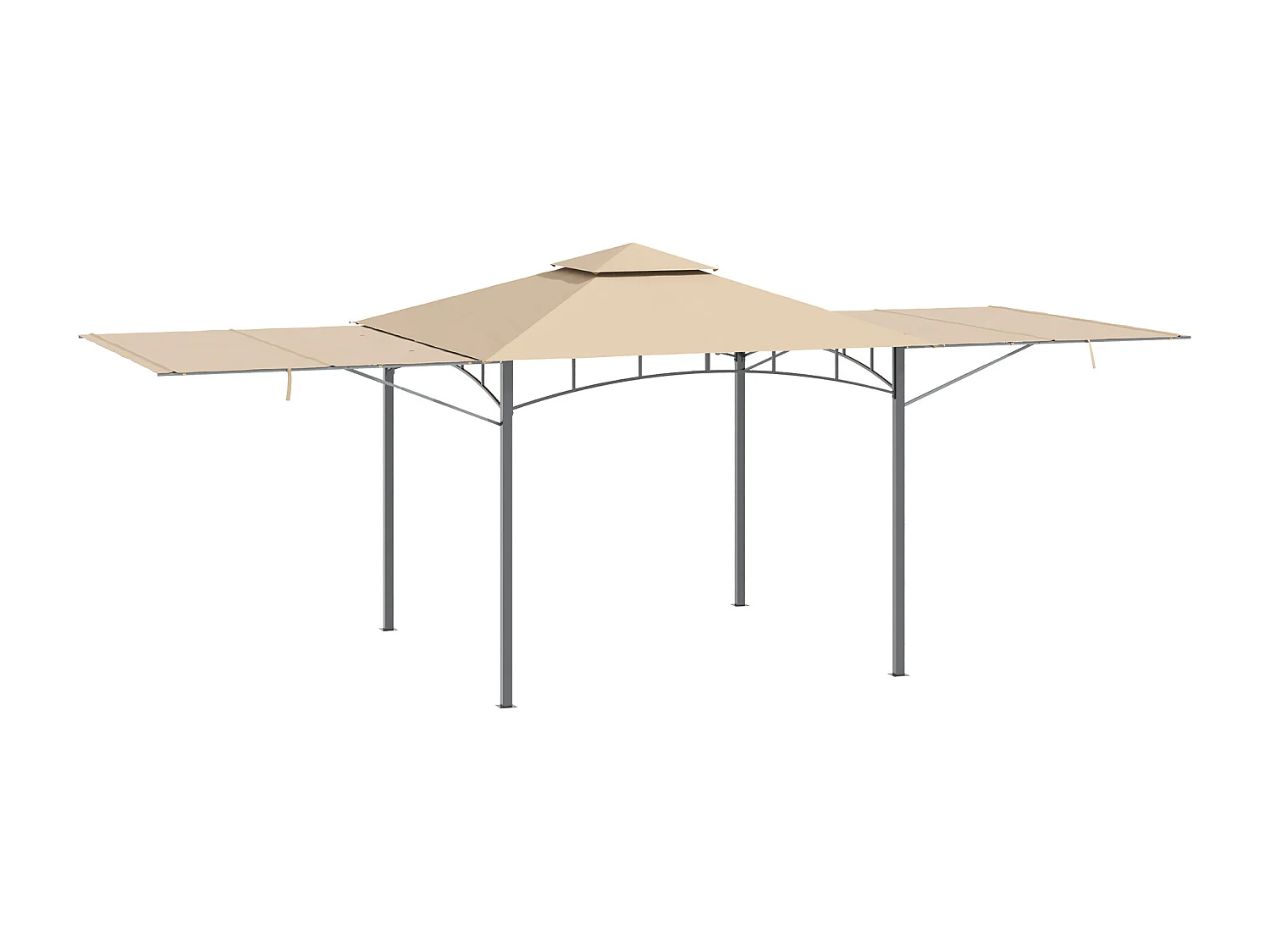 Tonnelle pavillon de jardin 3x3 m avec double toit pour ventilation auvents réglables structure en métal tissu polyester beige