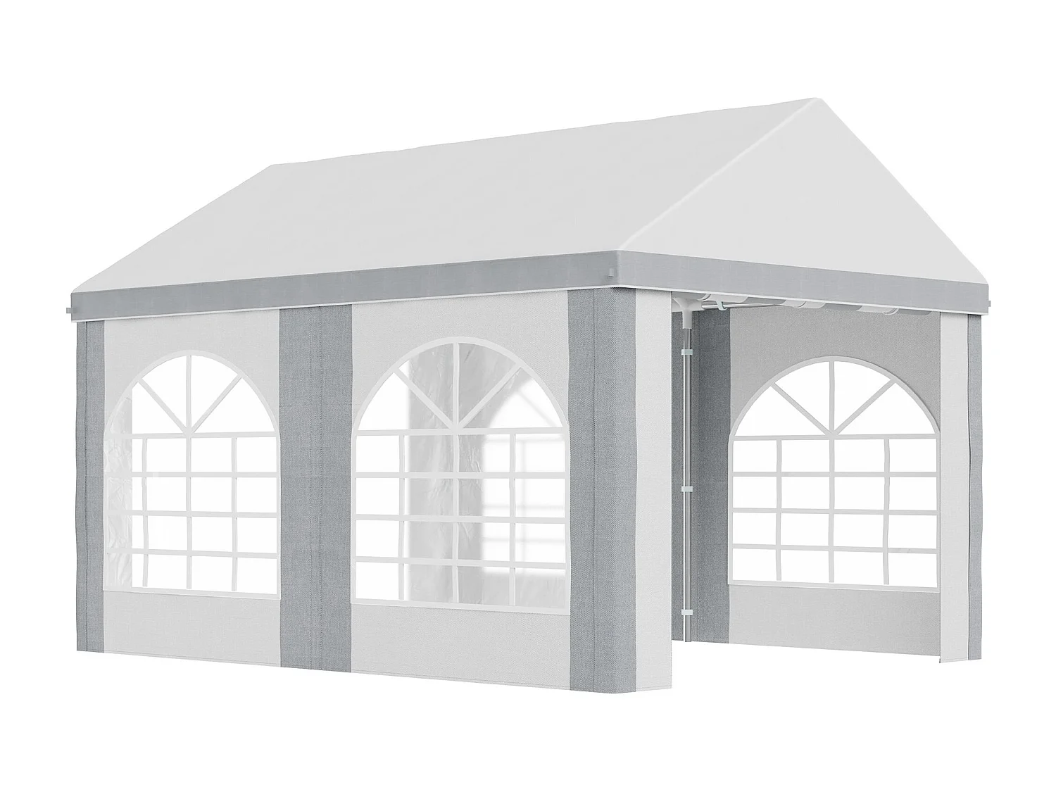 Barnum tonnelle chapiteau de jardin dim. 4L x 2,95l x 2,85H m - 4 fenêtres, 2 portes - acier galvanisé PE blanc gris