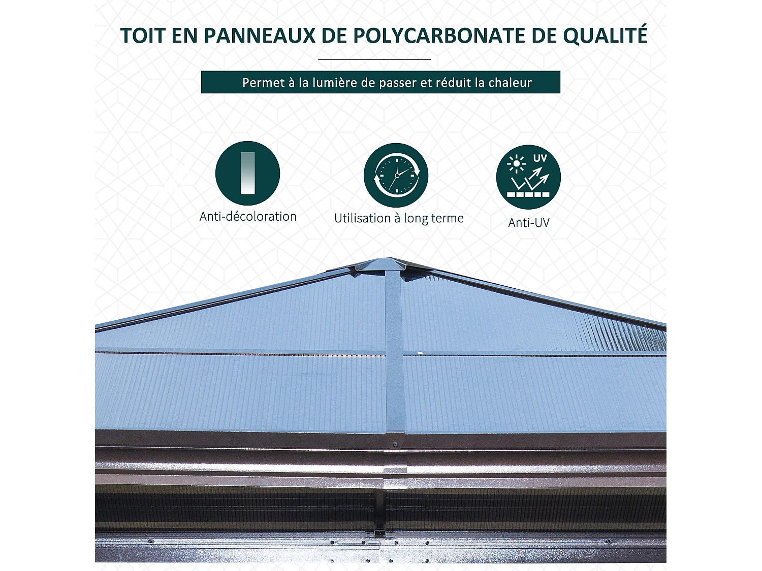 Tonnelle pavillon de jardin imperméable 4 parois latérales anti-UV 4 moustiquaires panneaux polycarbonate alu 3L x 3l x 2,6H m chocolat beige