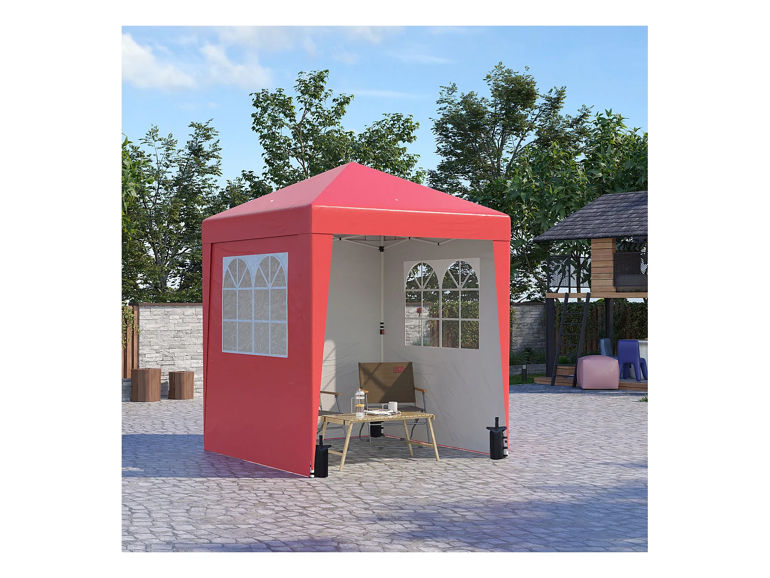 Tonnelle barnum pop-up pliant 2,02L x 2,02l x 2,61H m sacs de lestage et transport inclus rouge