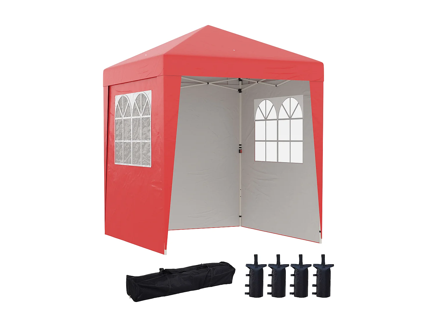 Tonnelle barnum pop-up pliant 2,02L x 2,02l x 2,61H m sacs de lestage et transport inclus rouge