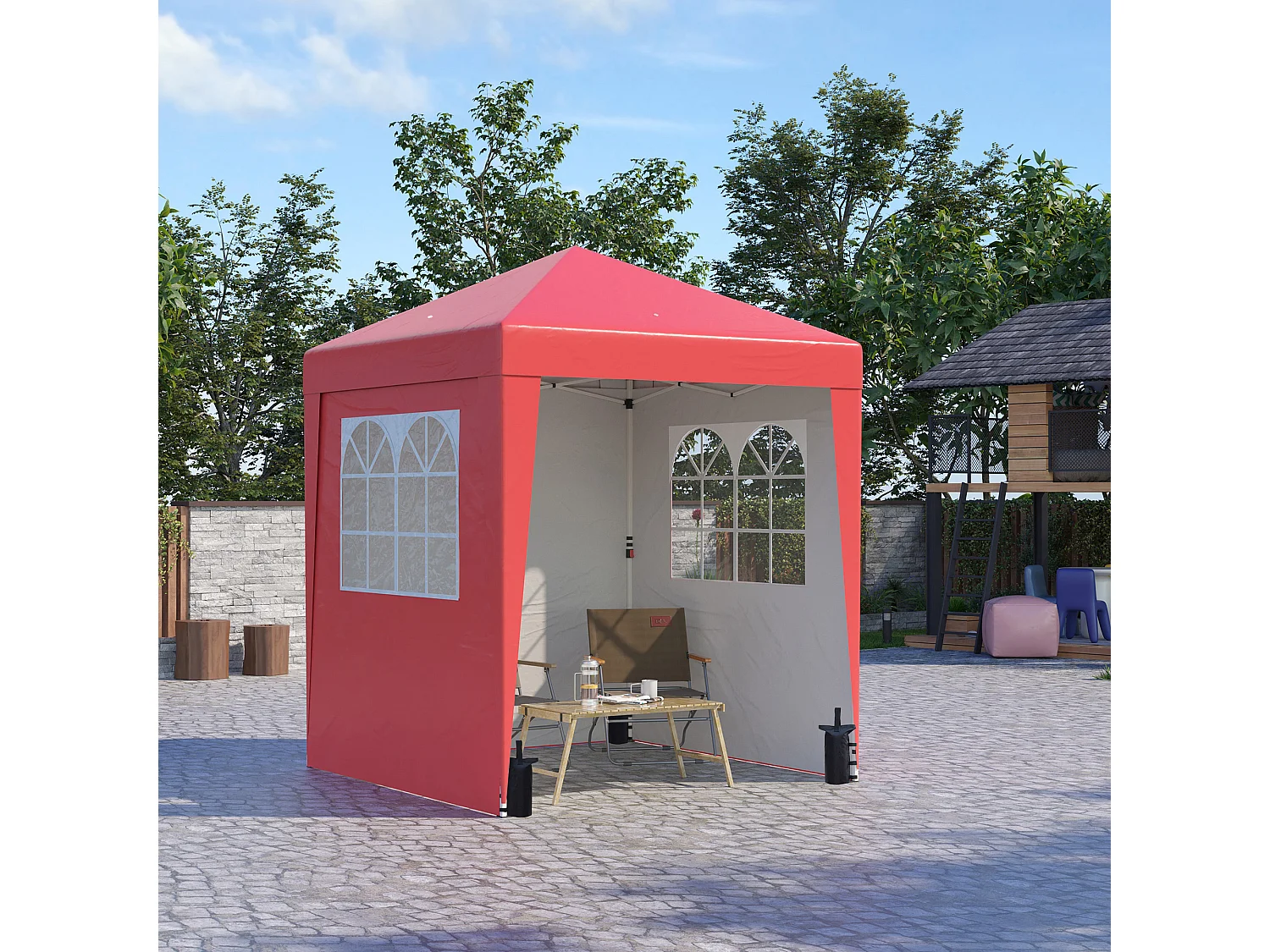 Tonnelle barnum pop-up pliant 2,02L x 2,02l x 2,61H m sacs de lestage et transport inclus rouge