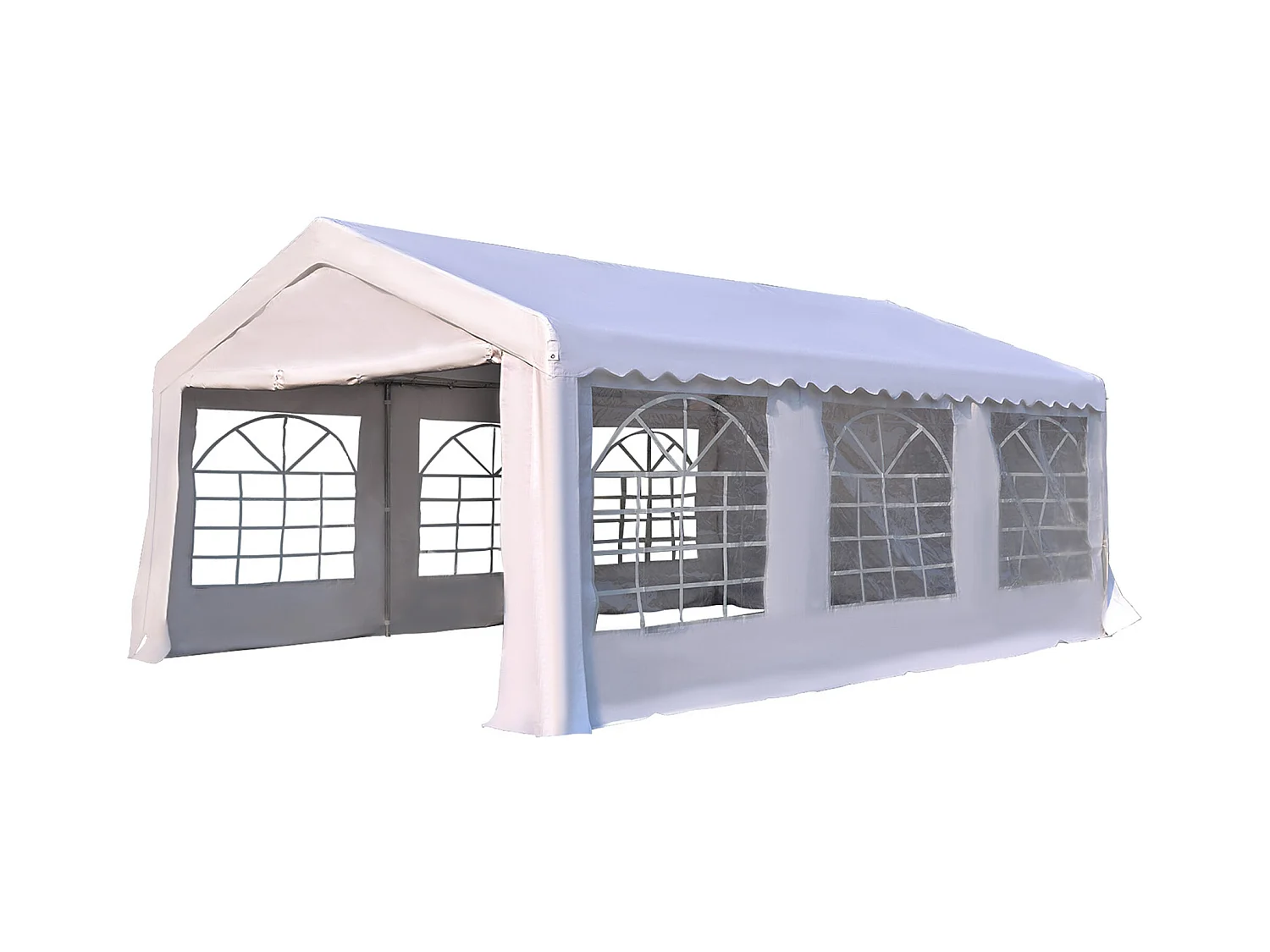 Tente de réception tonnelle de jardin 4 parois amovibles portes zippées idéal pour fête mariage soirée 6 x 4 x 2,8 m acier toile polyéthylène 180 g/m² blanc