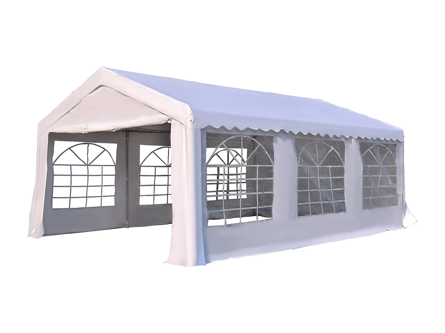 Tente de réception tonnelle de jardin 4 parois amovibles portes zippées idéal pour fête mariage soirée 6 x 4 x 2,8 m acier toile polyéthylène 180 g/m² blanc