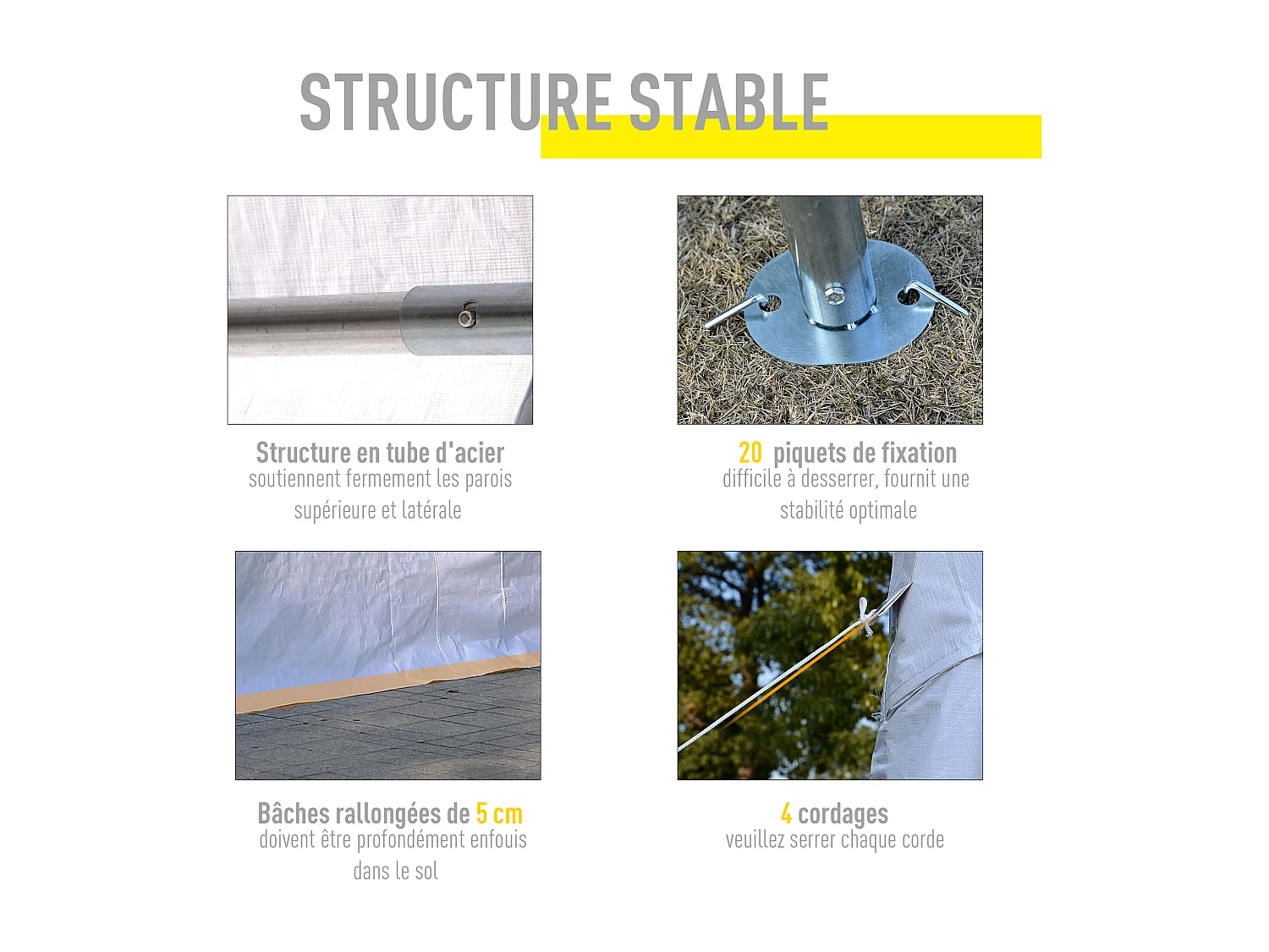 Tente de réception tonnelle de jardin 4 parois amovibles portes zippées idéal pour fête mariage soirée 6 x 4 x 2,8 m acier toile polyéthylène 180 g/m² blanc