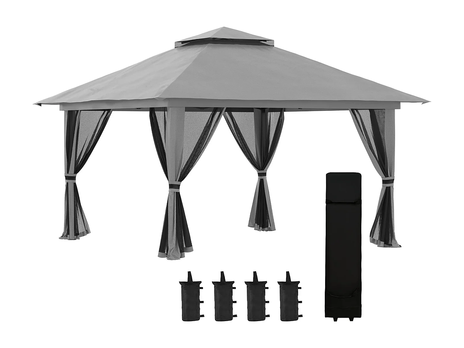 Tonnelle barnum de jardin pop-up pliant 3,92L x 3,92l x 2,83H m sacs de lestage et transport inclus gris