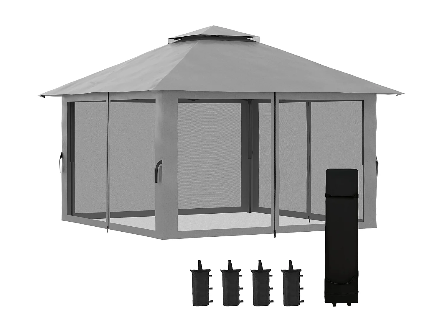 Tonnelle barnum de jardin pop-up pliant 3,92L x 3,92l x 2,83H m sacs de lestage et transport inclus gris
