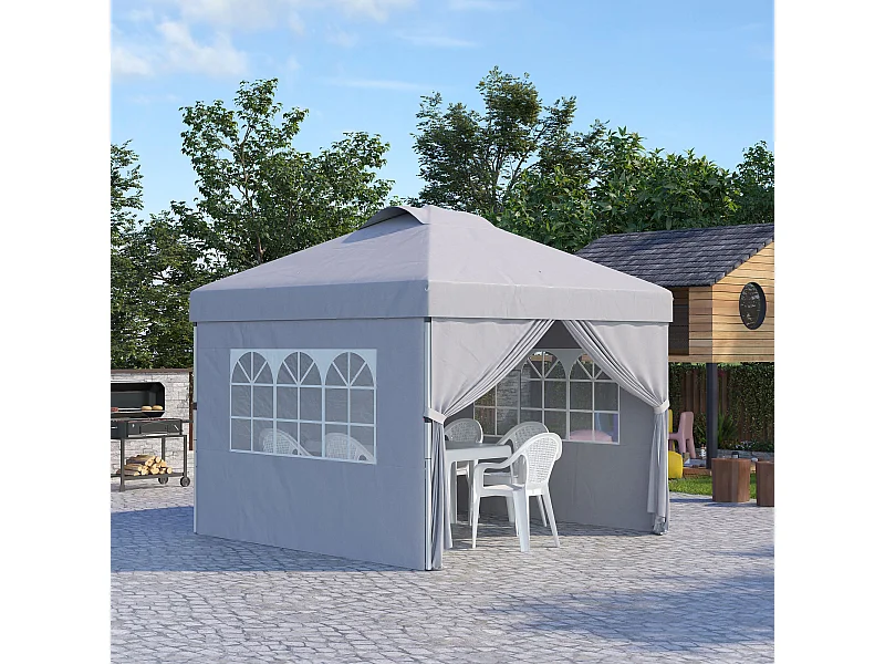 Tonnelle barnum pop-up pliant 2,97L x 2,97l x 2,84H m sac transport inclus gris