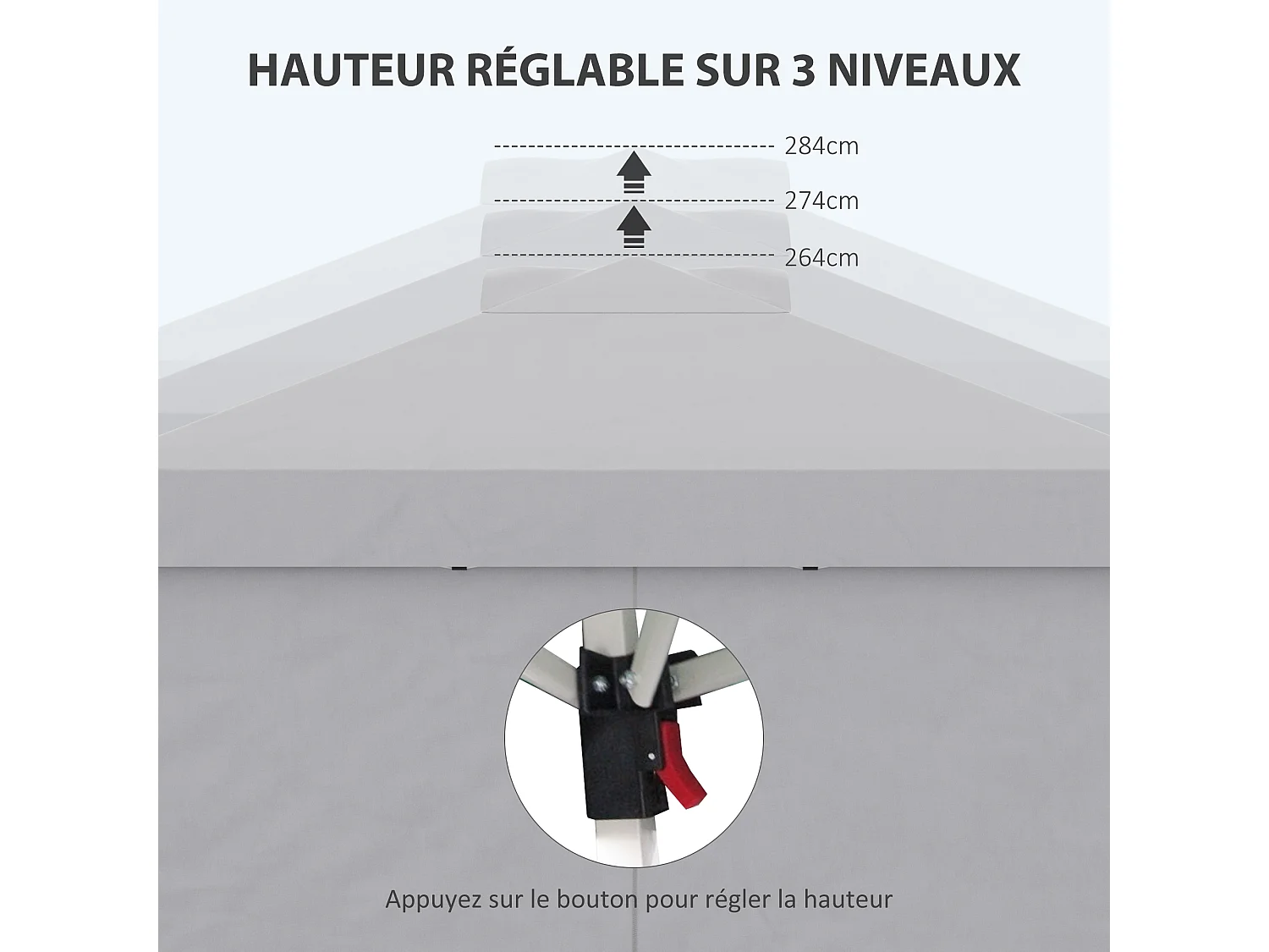 Tonnelle barnum pop-up pliant 2,97L x 2,97l x 2,84H m sac transport inclus gris