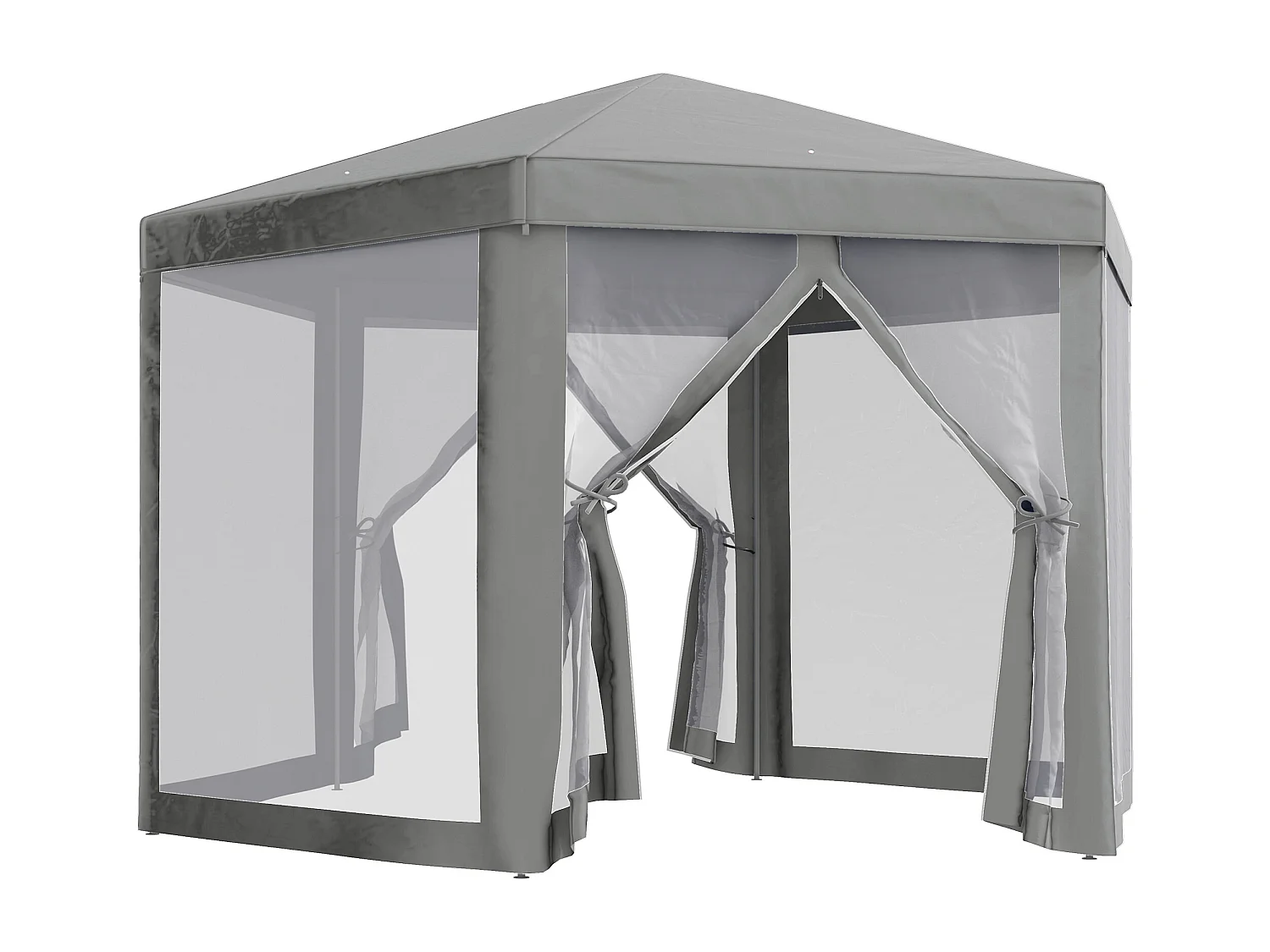 Tonnelle barnum tente de réception hexagonale style cosy métal polyester imperméabilisé surface env. 10 m² gris