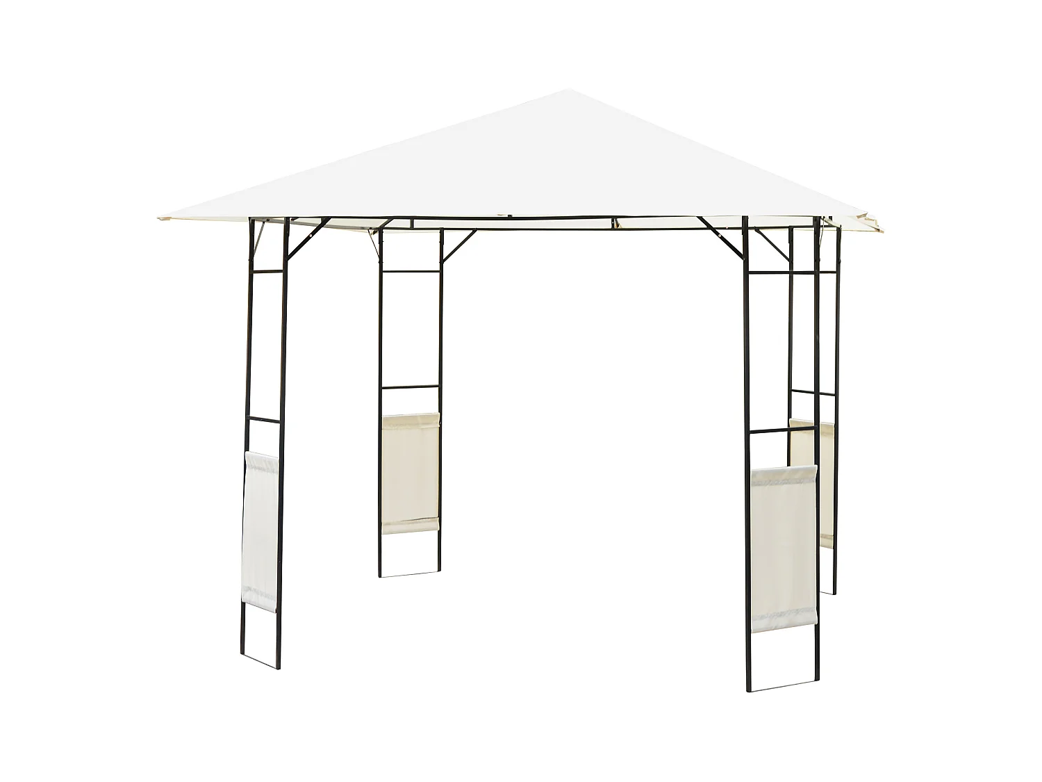 Tonnelle barnum pavillon de jardin dim. 3L x 3l x 2,6H m métal époxy toile polyester haute densité crème