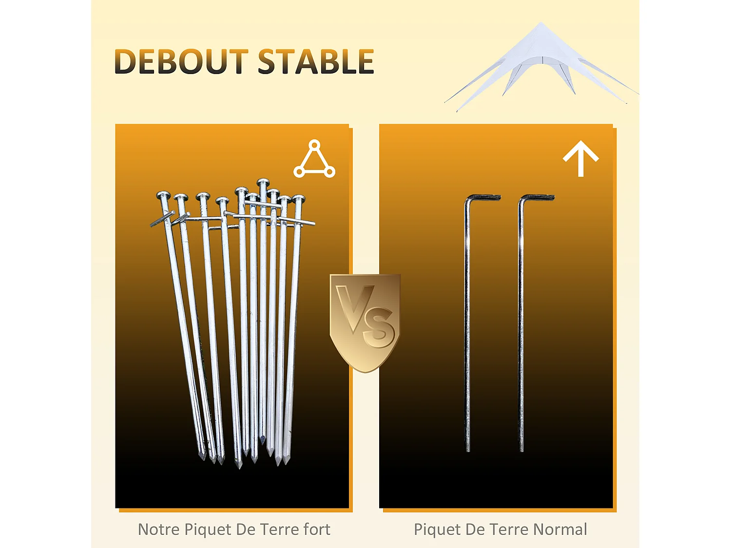 Tente de jardin XXL en étoile bâche anti-pluie voile d'ombrage toile de camping 10L x 10l x 4H m polyester haute densité 210D imperméable bleu clair