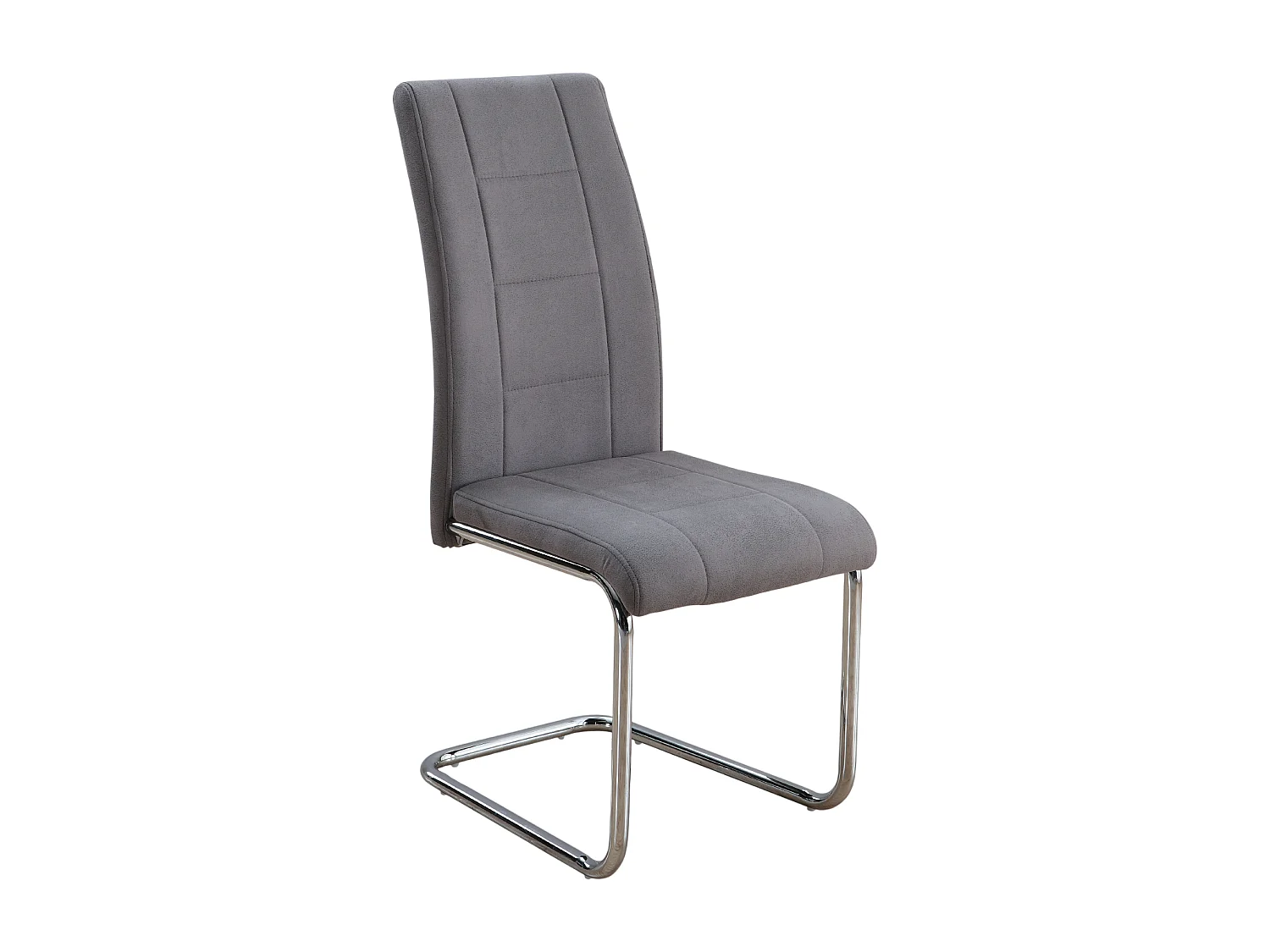 Lot de 4 chaises de salle à manger en jarama gris avec pieds coloris chromé - Longueur 44 x profondeur 61 x hauteur 100 cm
