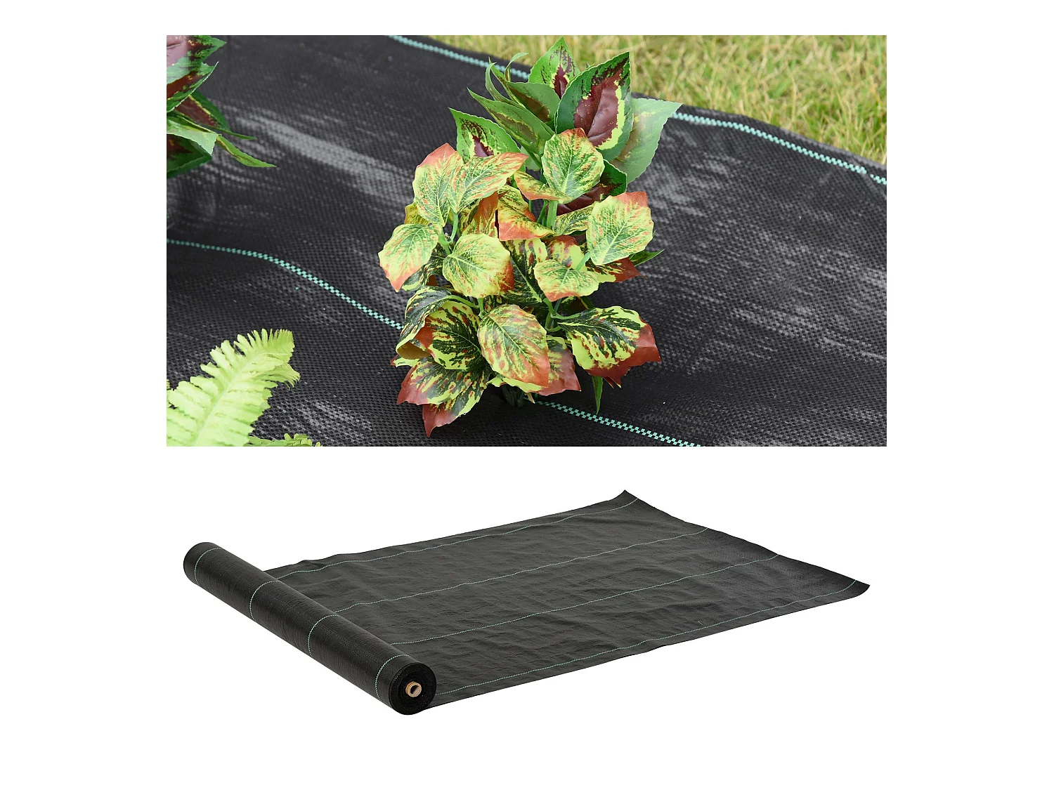 Toiles de paillage - Toile anti mauvaises herbes - toile de paillage anti mauvaises herbes 100 g/m² - indéchirable perméable à l'eau anti UV - PP noir vert