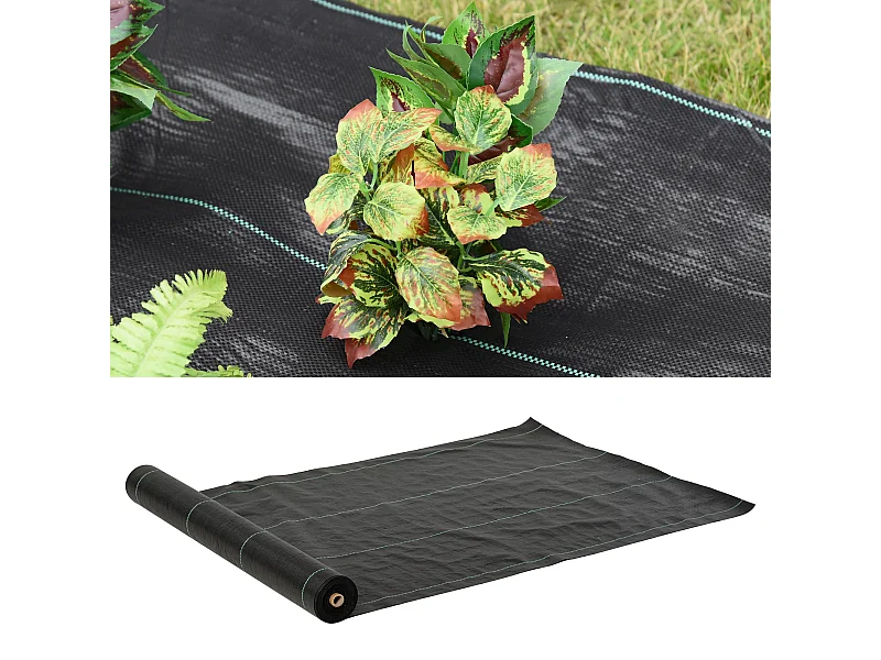 Toiles de paillage - Toile anti mauvaises herbes - toile de paillage anti mauvaises herbes 100 g/m² - indéchirable perméable à l'eau anti UV - PP noir vert