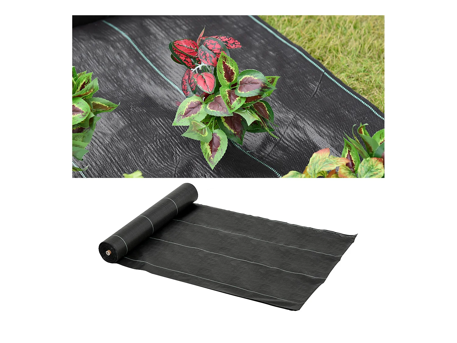 Toiles de paillage - Toile anti mauvaises herbes - toile de paillage anti mauvaises herbes 100 g/m² - indéchirable perméable à l'eau anti UV - PP noir vert