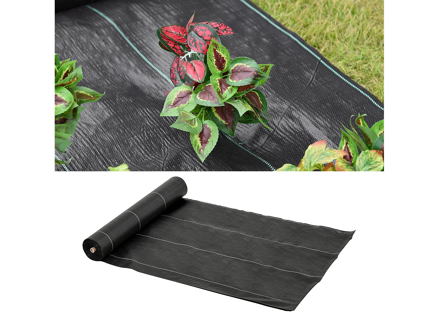 Toiles de paillage - Toile anti mauvaises herbes - toile de paillage anti mauvaises herbes 100 g/m² - indéchirable perméable à l'eau anti UV - PP noir vert