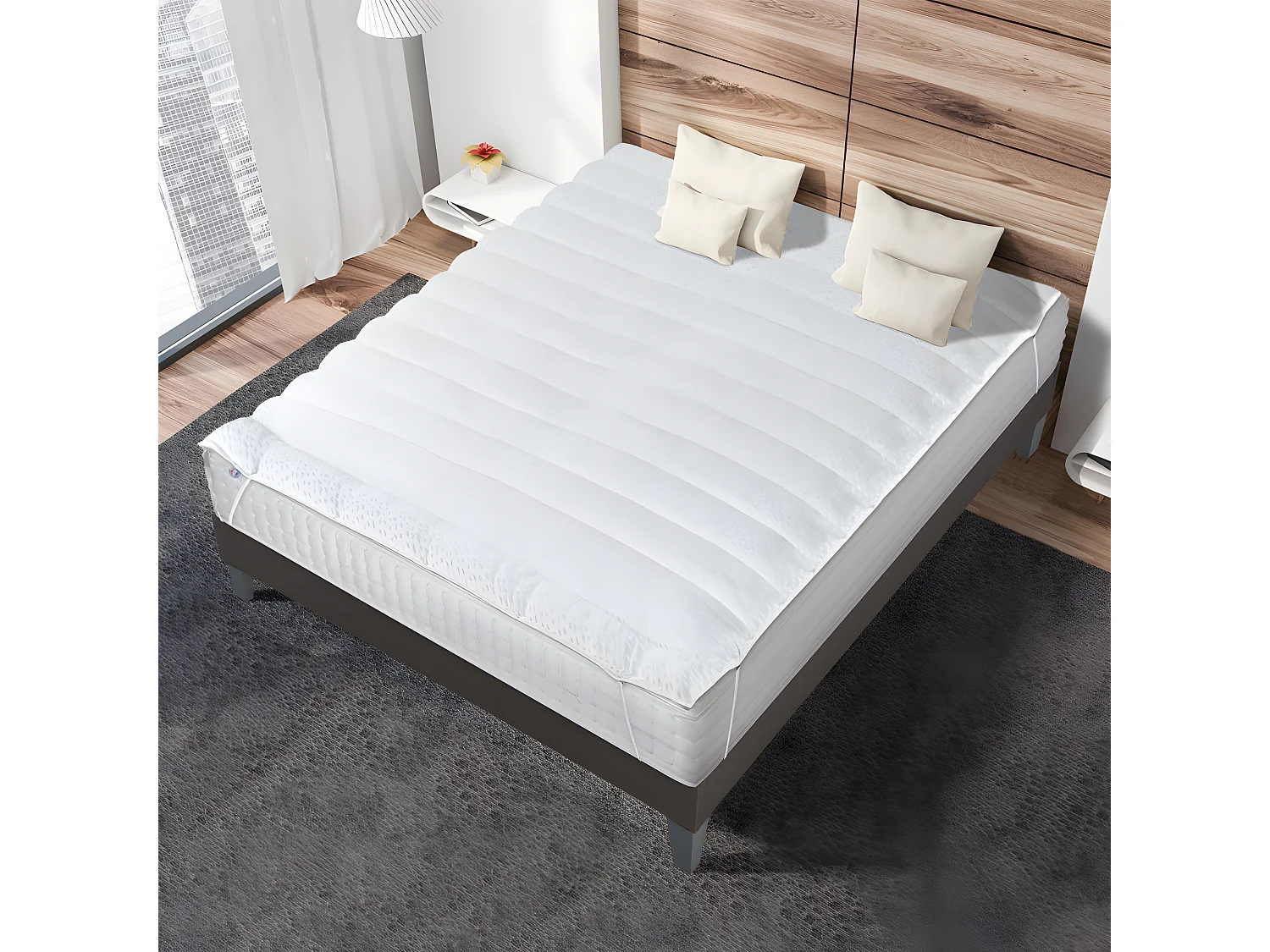 BELLECOUR LITERIE | Surmatelas WELLNESS 90x190 cm | Fibres creuses polyester