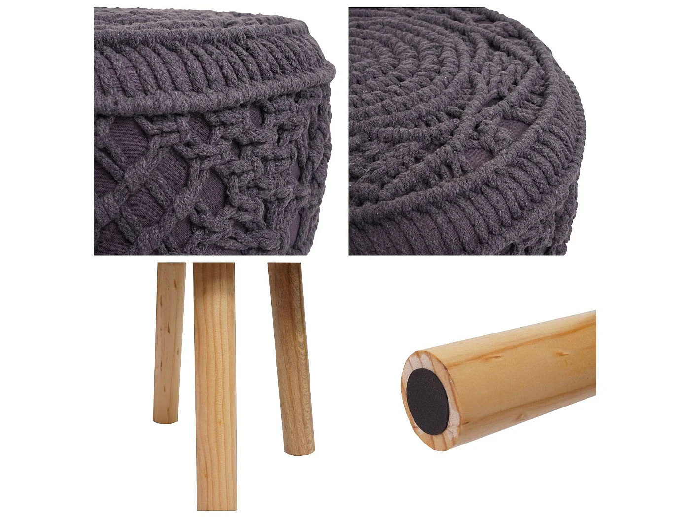 Tabouret repose-pieds siège forme tissu grise 41 x 41 x 45 cm 04_0005317