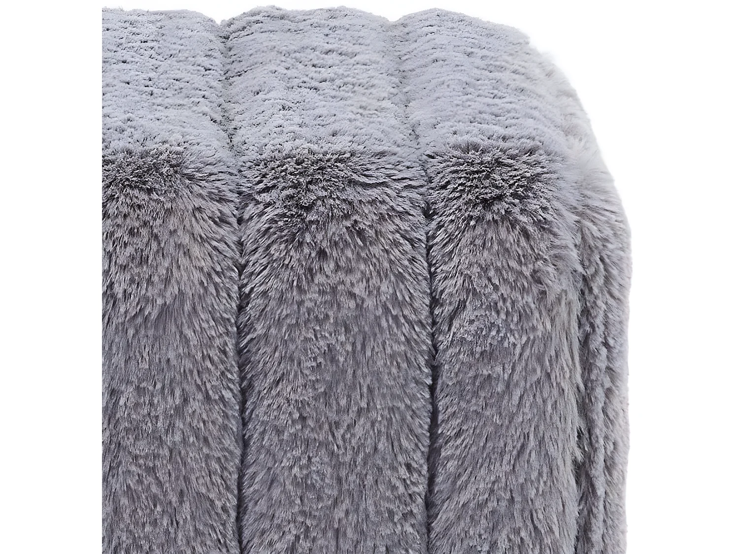 Tabouret repose pieds rembourré en tissu poil velours gris pieds métal doré TABO09073