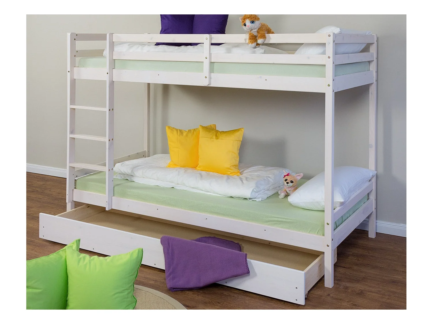 Lit enfant superposé en bois blanche 207 x 97 x 150 cm LIT06099