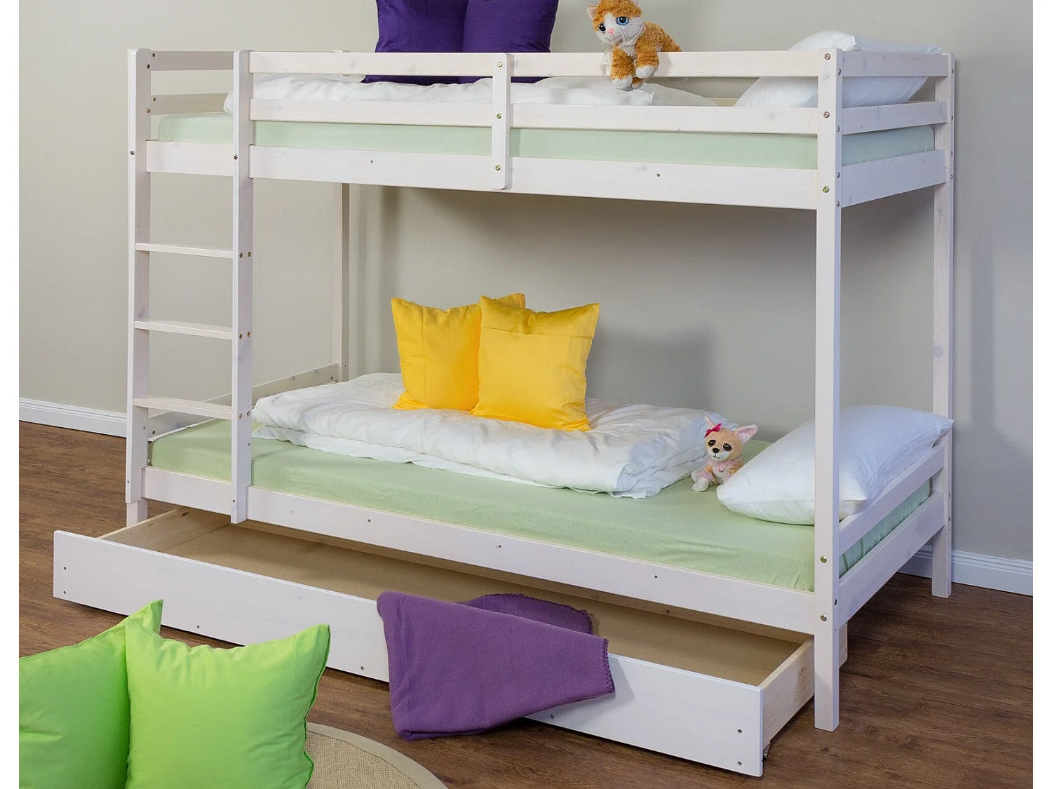 Lit enfant superposé en bois blanche 207 x 97 x 150 cm LIT06099