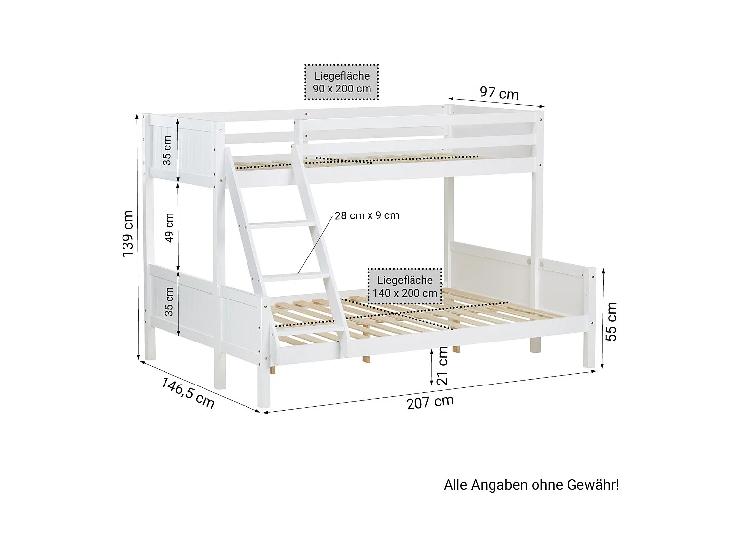 Lits pour enfants superposés 147 x 206 x 139 cm LIT06216