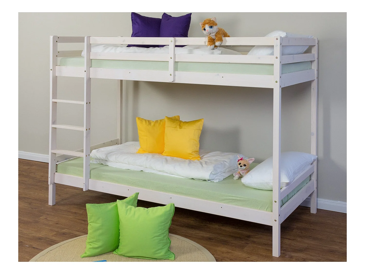 Lit enfant superposé en bois blanche 207 x 97 x 150 cm LIT06097