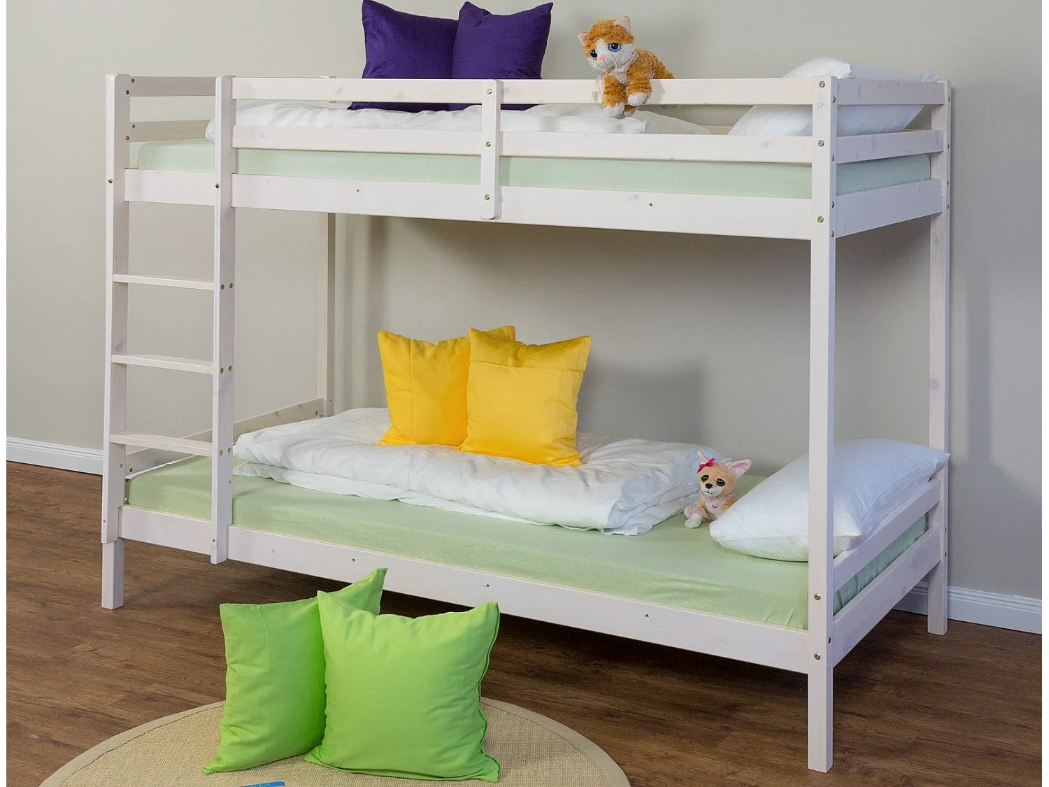 Lit enfant superposé en bois blanche 207 x 97 x 150 cm LIT06097