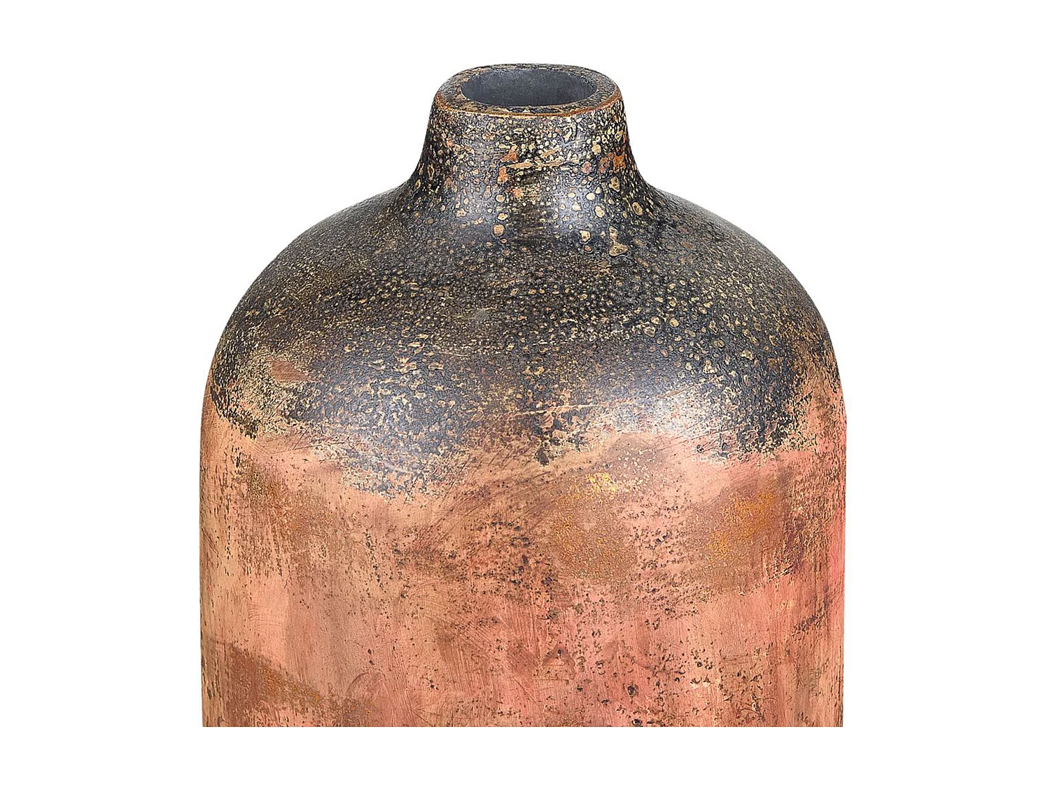 Ovale Blumenvase Terrakotta handgefertigt kupfer / schwarz hohe Form Saragossa