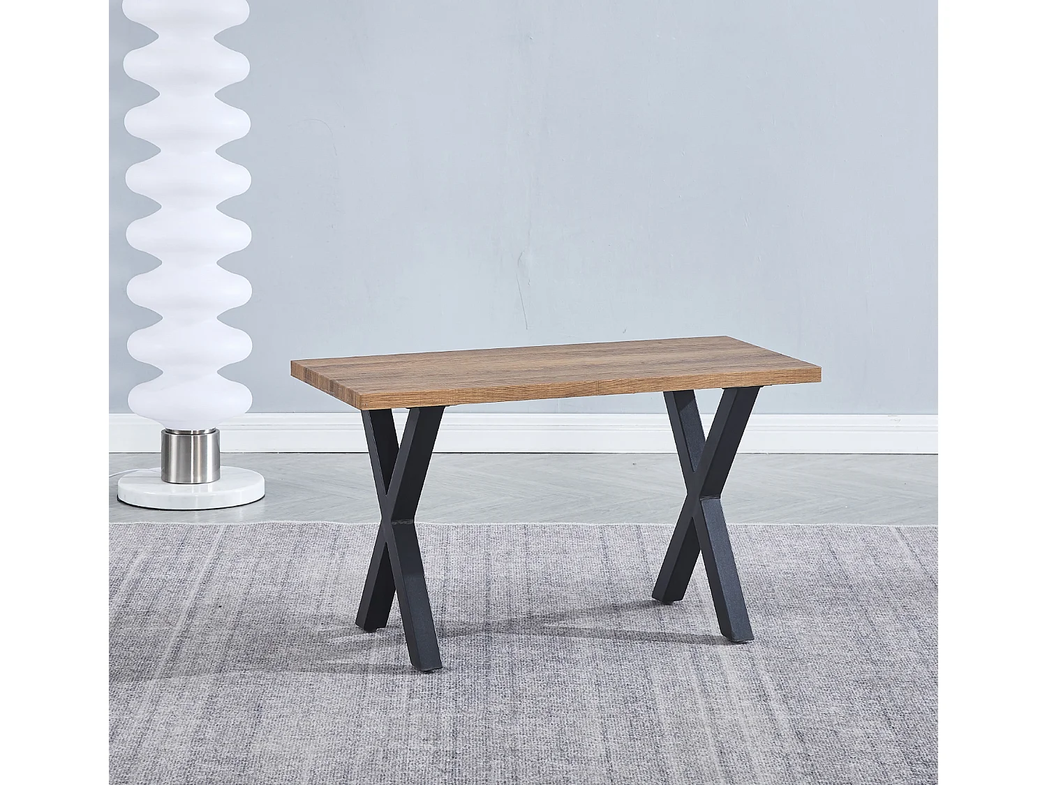 Ensemble de table de cuisine + 2 tabourets en MDF avec pieds en métal noir