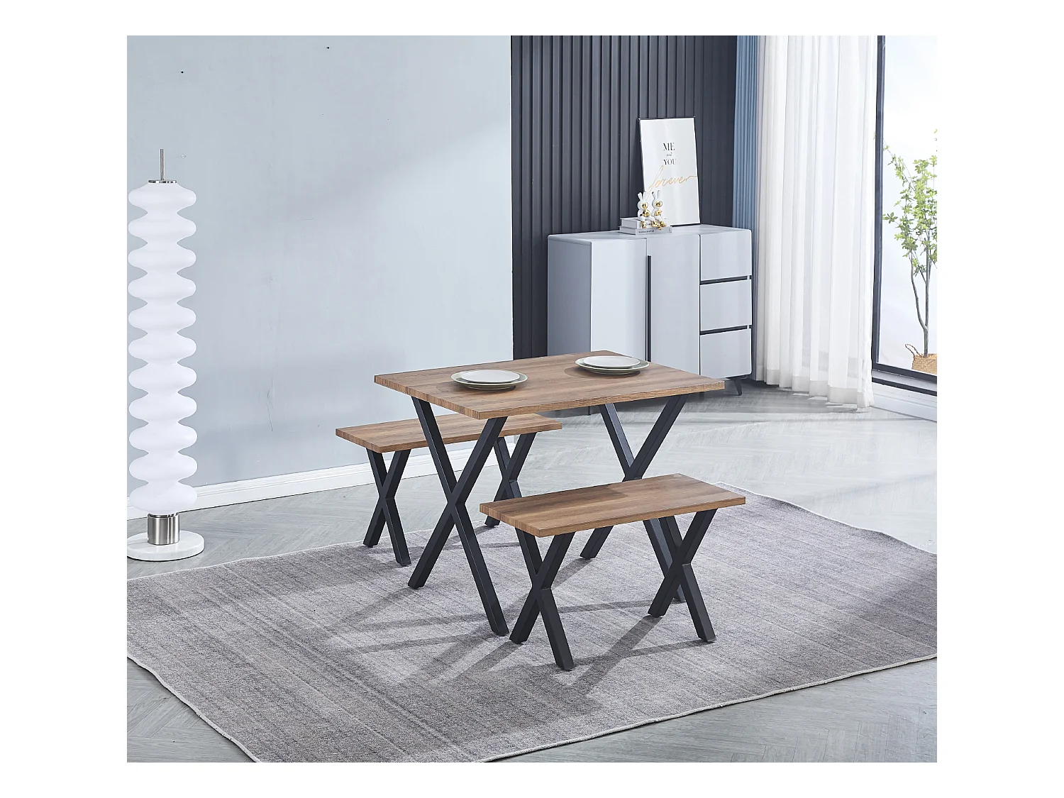 Table de cuisine, table de repas en MDF avec pieds en métal coloris noir - Longueur 100 x Profondeur 70 x Hauteur 76 cm