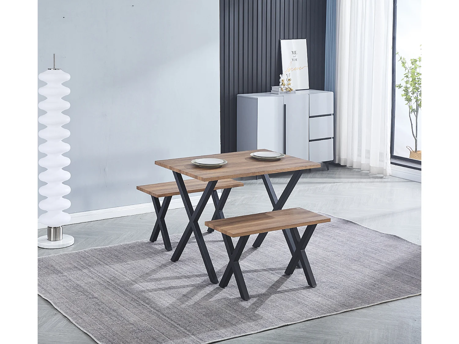 Table de cuisine, table de repas en MDF avec pieds en métal coloris noir - Longueur 100 x Profondeur 70 x Hauteur 76 cm