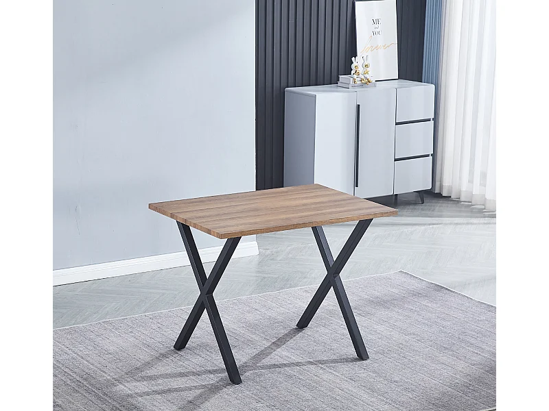 Table de cuisine, table de repas en MDF avec pieds en métal coloris noir - Longueur 100 x Profondeur 70 x Hauteur 76 cm