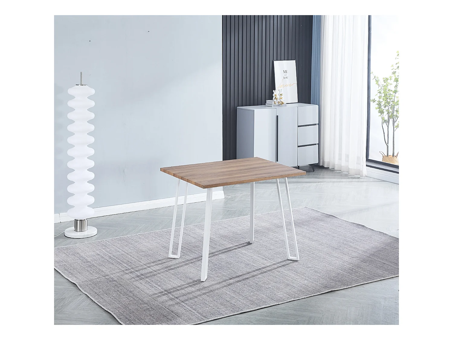 Table de cuisine, table à manger en MDF avec pieds en métal coloris blanc - Longueur 100 x Profondeur 70 x Hauteur 76 cm